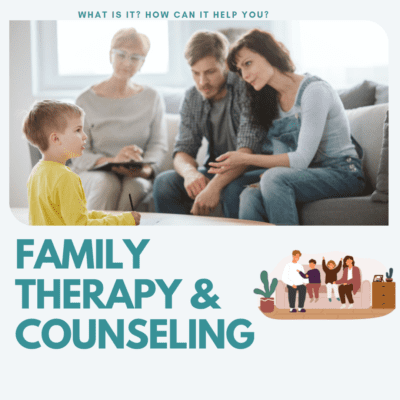 male female couple sitting together on couch facing young boy on floor with a therapist sitting in the background